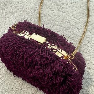 Zara Purple Terry Clutch Bag